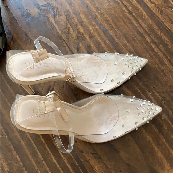 RAYE Clear Crystal Embellished Pointed Toe  Heels - Picture 7 of 8